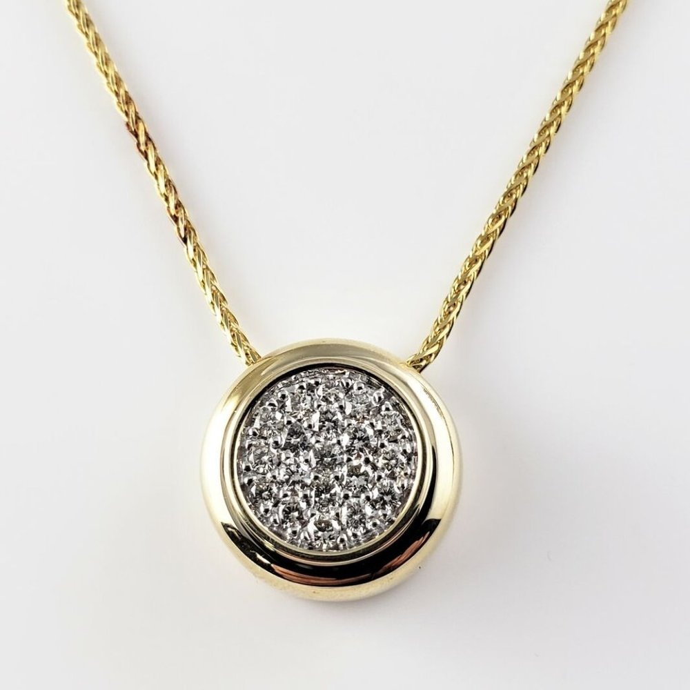 14 Karat Yellow Gold Diamond Pendant Necklace
